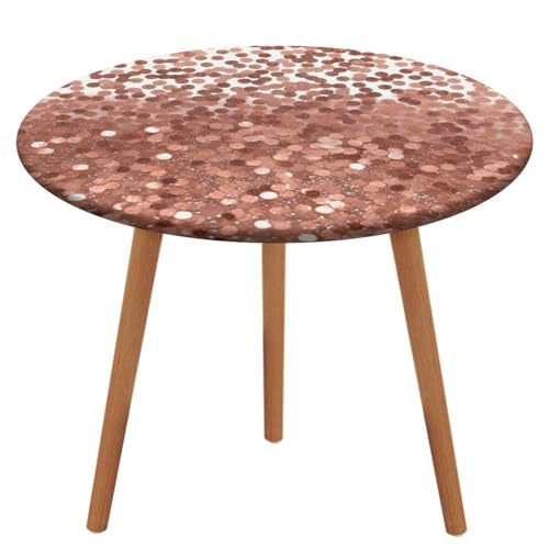 BWQMNT Runde Tischdecke mit elastischem Rand, wasserdichte Tischdecken, Roségold, Glitzer, waschbare Tischdecken für Picknick im Freien von BWQMNT
