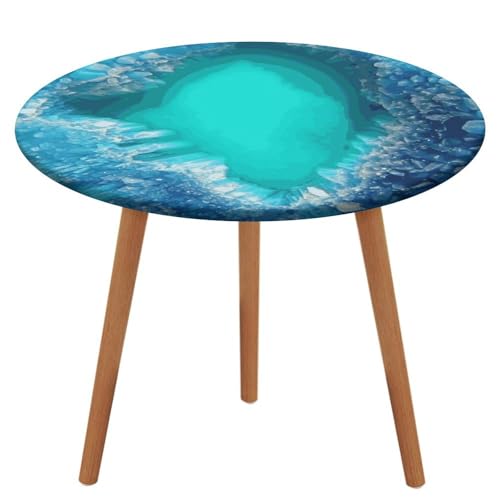 Runde Tischdecke mit elastischem Rand, wasserdichte Tischdecken, helles Aquablau, Türkis, waschbare Tischdecken für Picknick im Freien von BWQMNT