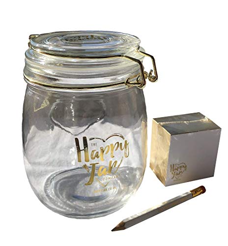 Bwr Happy Glas mit Notizblätter und Bleistift für Ihre Happy Thoughts und Moments von BWR