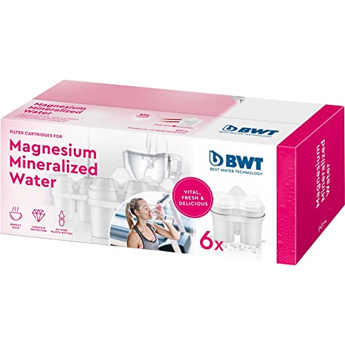 BWT Filterkartusche Magnesium Mineralized Water 6 Stück | Mit Magnesium | Für Alle BWT- Wasserfilter Trinkwasser | Filtert Kalk, Chlor, Blei & Kupfer von BWT