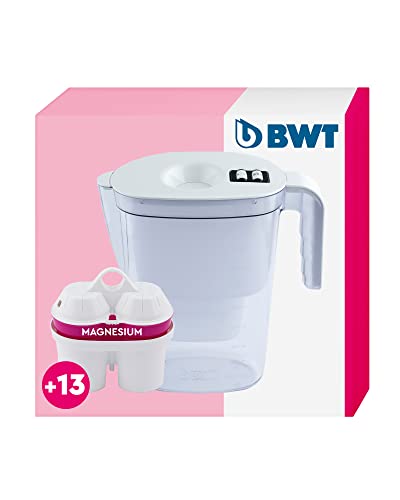BWT Wasserfilter Vida Weiß 2,6L + 13 Magnesium Filterkartuschen | Jahrespaket | Wasserfilter Trinkwasser | Für Speisen & Getränke | Filtert Kalk, Chlor, Blei & Kupfer von BWT