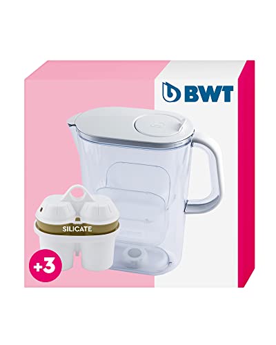 BWT Wasserfilter AQUAlizer 2,6L + 3 Silicate & Magnesium Filterkartuschen | Wasserfilter Trinkwasser | Für Speisen & Getränke | Filtert Chlor & organische Verunreinigungen von BWT