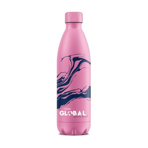 BWT Climate Bottle "Think Global Drink Local" - Farbe: Pink | Wasserflasche | Sport Trinkflasche | Flasche aus Metall | Thermosflasche 500ml aus Edelstahl | auslaufsicherer Drehverschluss von BWT