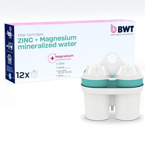 BWT Filterkartuschen ZINC & Magnesium Mineralized Water 12 Stück | Filterkartusche für Wasserfilter | Wasserfilterkartuschen | Filtert Kalk, Chlor, Blei & Kupfer | für Wasserhärte ab 15°dH geeignet BWT Filterkartuschen ZINC & Magnesium Mineralized Water 12 Stück | Filterkartusche für Wasserfilter | Wasserfilterkartuschen | Filtert Kalk, Chlor, Blei & Kupfer | für Wasserhärte ab 15°dH geeignet von BWT