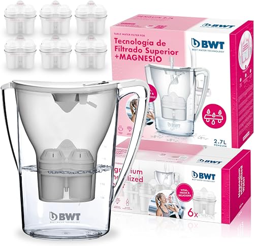 BWT Manual Life - Magnesium Wasserfiltertopf + Pack 6 Wasserfiltertopf, 2.6 L weiß von BWT