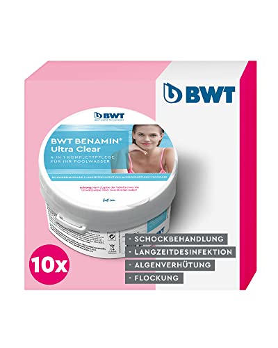 BWT Poolreiniger Benamin Ultra Clear | Effektive Pool-Reinigung für keimfreies Wasser und Langzeitdesinfektion | Vorteils-Set | 10x 500 g Dose von BWT