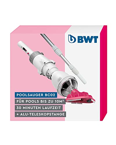 BWT Poolsauger BC02 inkl. Teleskopstange | Effiziente Reinigung Von Pools Bis Zu 10 m³ | Kabelloser Betrieb Mit Maximaler Bewegungsfreiheit | Inkl. Passender Teleskopstange 120 cm bis 360 cm von BWT