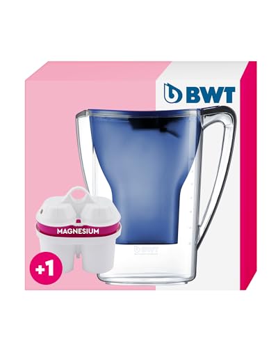BWT Penguin inkl Filter mit 1 Magnesium Filterkartusche | Wasserfilter Trinkwasser | Filtert Kalk, Chlor, Blei & Kupfer Filterkannen, dunkelblau von BWT
