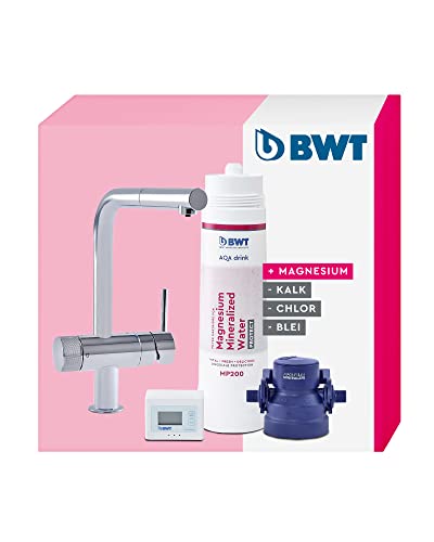 BWT Wasserfilter AQA Drink Pure Loft | 2-Wege Wasserhahn mit L-Auslauf & ausziehbarer Spülbrause mit Magnesium Filterkartusche | Wasserfilter Trinkwasser | Filtert Kalk, Chlor, Blei & Kupfer von BWT