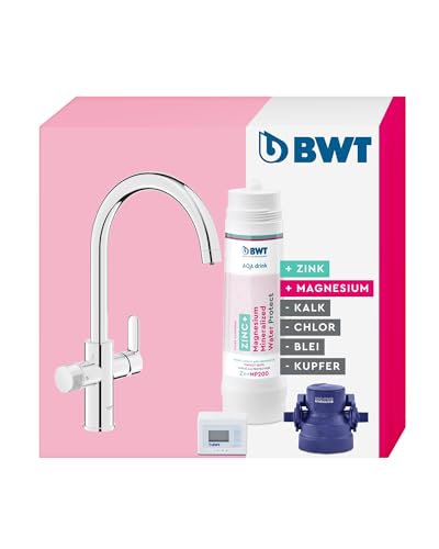 BWT Wasserfilter AQA drink Pure 2.0 Filtert Kalk, Chlor & Schwermetalle – Untertisch Trinkwasserfilter System inklusive Armatur – Mineralisierung mit Zink und Magnesium (Zink+MP200) von BWT