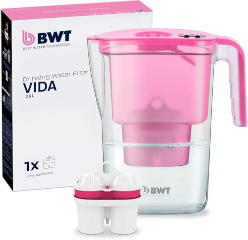 BWT Wasserfilter Kanne Vida Pink 2,6 Liter – mitgelieferte Kartusche filtert nicht nur Kalk, Chlor, Blei und Kupfer sondern reichert Ihr Leitungswasser zusätzlich mit Magnesium an von BWT