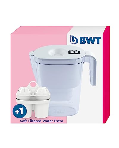 BWT Wasserfilter Vida Weiß 2,6L | Filter mit 1 Soft Filtered Water Extra Filterkartusche | Wasserfilter Trinkwasser | Filtert Kalk, Chlor, Blei & Kupfer von BWT