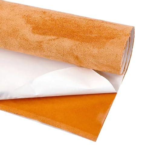 BWUHDKS Selbstklebender synthetischer Wildlederstoff, 0,8 mm, for Autodächer, DIY, 20 x 30 cm, Mehrfarbig (rot)(Goldyellow) von BWUHDKS