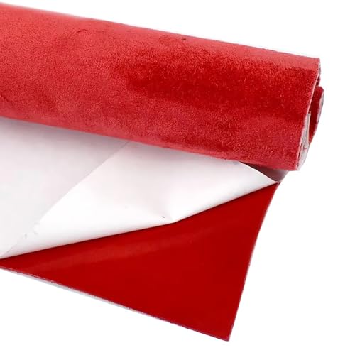BWUHDKS Selbstklebender synthetischer Wildlederstoff, 0,8 mm, for Autodächer, DIY, 20 x 30 cm, Mehrfarbig (rot)(Red) von BWUHDKS