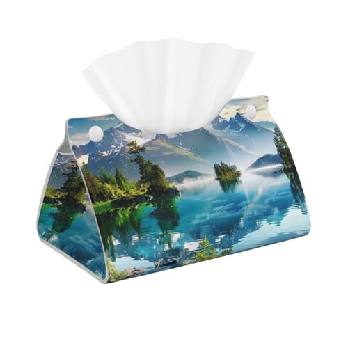 Taschentuchbox mit Blick auf den Berg und See, bedruckt, modern, Leder, rechteckig, Tischdekoration, Organizer für Zuhause, Büro, Auto Taschentuchbox mit Blick auf den Berg und See, bedruckt, modern, Leder, rechteckig, Tischdekoration, Organizer für Zuhause, Büro, Auto von BWWHCCTI
