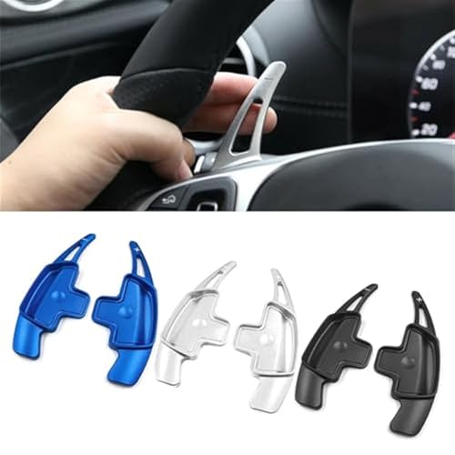 BWZJS 2 Stück Aluminium-Auto-Lenkrad-Schaltwippen-Verlängerungsschaltwippen, for Mercedes-Benz, ABCE CLA CLS GLA GLC GLE S-Klasse Auto-Schaltwippen(Blue) von BWZJS