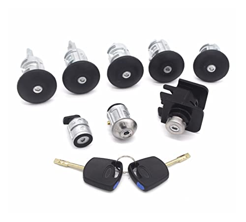 BWZJS 9-teiliges komplettes Schloss-Set und 2 Schlüssel, for Ford, Transit Connect 2002–2013 Autotürschloss von BWZJS
