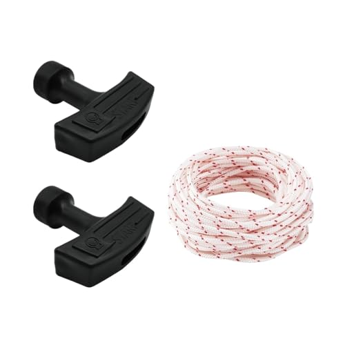 BWZJS For LUSQI, Rückstoßstarterseil 10 Meter 3 mm Zugschnur mit 0/1/2/3-teiligem Startergriff Rasenmäher Kettensäge Trimmer Kantenschneider Motorteil(With 2PC Handle) von BWZJS