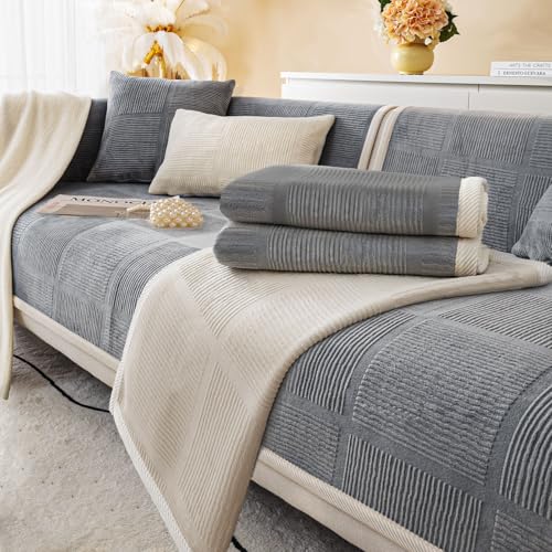 BXAEYIPOR Couch Überzug,2024 Neue 1/2/3/4 Sitzer L Form Sofa Cover Sofa Überzug Ecksofa,mit Rutschfester Unterlage Sofa-Schutzhülle,Weiche Unifarben in Verschiedenen Größen Sofabezug. von BXAEYIPOR