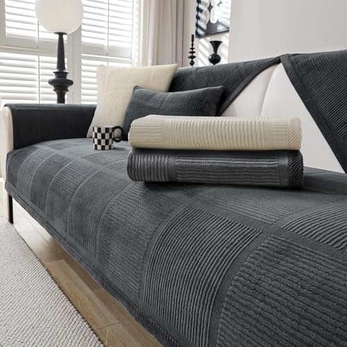 BXAEYIPOR Couch Überzug,2024 Neue 1/2/3/4 Sitzer L Form Sofa Cover Sofa Überzug Ecksofa,mit Rutschfester Unterlage Sofa-Schutzhülle,Weiche Unifarben in Verschiedenen Größen Sofabezug. von BXAEYIPOR