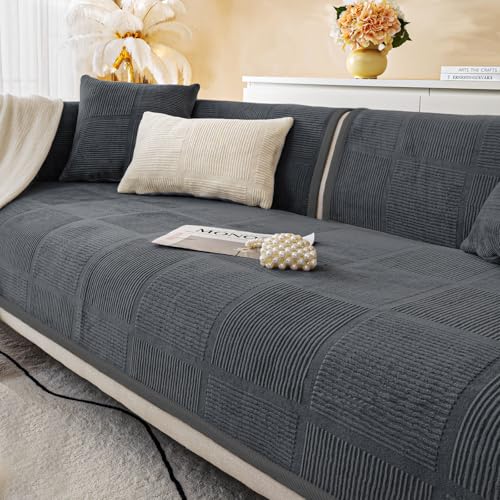 BXAEYIPOR Couch Überzug,2024 Neue 1/2/3/4 Sitzer L Form Sofa Cover Sofa Überzug Ecksofa,mit Rutschfester Unterlage Sofa-Schutzhülle,Weiche Unifarben in Verschiedenen Größen Sofabezug. von BXAEYIPOR