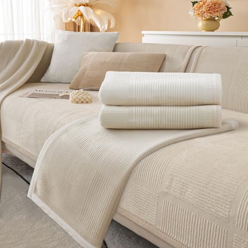 BXAEYIPOR Couch Überzug,Sofa Überzug,Sofa-Schutzhülle mit Rutschfester Unterlage,Neue Universelle rutschfeste Solide Strukturierte Sofa Überzug für Wohnzimmer,Multi-Size Sofa Sitzkissenbezug. von BXAEYIPOR