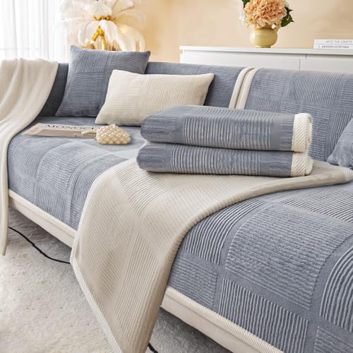 BXAEYIPOR Couch Überzug,Sofa Überzug,Sofa-Schutzhülle mit Rutschfester Unterlage,Neue Universelle rutschfeste Solide Strukturierte Sofa Überzug für Wohnzimmer,Multi-Size Sofa Sitzkissenbezug. von BXAEYIPOR