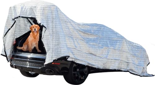 Schattennetz Hund Auto 4x6 m – 24m²,Auto-Sonnenschutz aus Alunetz,85% Sonnensegel Mit Einfassung Mit Ösen Einfachen Aufhängen Schattiernetz,Schattiernetz für Balkon.Garten.Camping,Silber von BXAEYIPOR