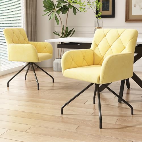 2er Set Esszimmerstühle mit Rautenmuster,Gepolsterter Sessel mit 4 Metallbeinen,Moderner Lounge-Stuhl,Stuhl für Wohnzimmer,Shlafzimmer,Arbeitzimmer und Schreibtisch,aus Schwam und Samt,hellgelb 2er Set Esszimmerstühle mit Rautenmuster,Gepolsterter Sessel mit 4 Metallbeinen,Moderner Lounge-Stuhl,Stuhl für Wohnzimmer,Shlafzimmer,Arbeitzimmer und Schreibtisch,aus Schwam und Samt,hellgelb von BXEYXE