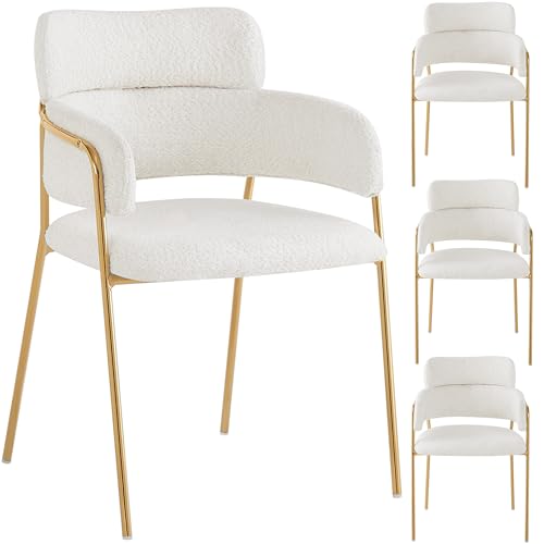 BXEYXE Esszimmerstuhl(4 st),Moderner Esszimmerstuhl mit goldenen Beinen,Stühle für Wohnzimmer esszimmer Schlafzimmer,Ergonomischer Stuhl, Luxus-Stuhl,Beige von BXEYXE