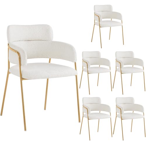 BXEYXE Esszimmerstuhl(6 st),Moderner Esszimmerstuhl mit goldenen Beinen,Stühle für Wohnzimmer esszimmer Schlafzimmer,Ergonomischer Stuhl, Luxus-Stuhl,Beige von BXEYXE