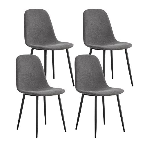 BXEYXE Esszimmerstuhl (4 St), Scandinavian Vintage Künstlich Wildledersitz mit Stahlbeinen in Schwarz,graue von BXEYXE