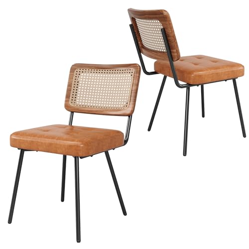BXEYXE Esszimmerstuhl aus Kunstleder (2 Stück) Rattan-Loungesessel Schminkstuhl Ergonomischer Stuhl Leichter Luxusstuhl Retro-Stuhl von BXEYXE