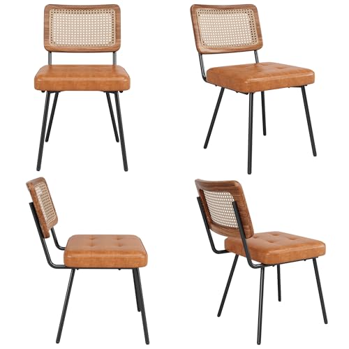 BXEYXE Esszimmerstuhl aus Kunstleder (4 Stück) Rattan-Loungesessel Schminkstuhl Ergonomischer Stuhl Leichter Luxusstuhl Retro-Stuhl von BXEYXE