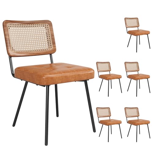 BXEYXE Esszimmerstuhl aus Kunstleder (6 Stück) Rattan-Loungesessel Schminkstuhl Ergonomischer Stuhl Leichter Luxusstuhl Retro-Stuhl von BXEYXE