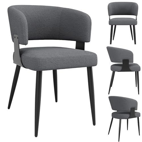BXEYXE Hochwertiger Flanell (4 Stück) Esszimmerstuhl Schminkstuhl Frisiertisch Ergonomischer Stuhl Leichter Luxusstuhl Gebogene Rückenlehne, Beige/Grau von BXEYXE