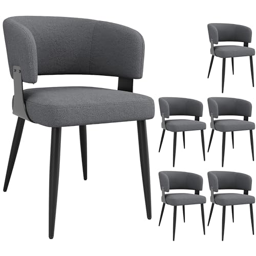 BXEYXE Hochwertiger Flanell (6 Stück) Esszimmerstuhl Schminkstuhl Frisiertisch Ergonomischer Stuhl Leichter Luxusstuhl Gebogene Rückenlehne, Beige/Grau von BXEYXE