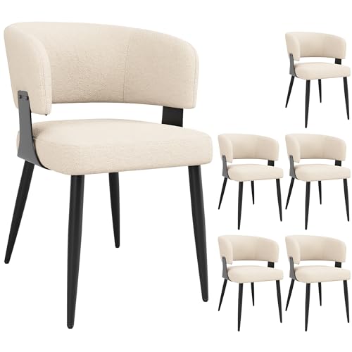 BXEYXE Hochwertiger Flanell (6 Stück) Esszimmerstuhl Schminkstuhl Frisiertisch Ergonomischer Stuhl Leichter Luxusstuhl Gebogene Rückenlehne, Beige/Grau von BXEYXE