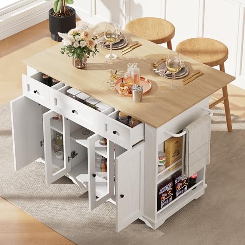 BXEYXE Kücheninsel, abnehmbare Trennwände, Küchenschrank, Esszimmerwagen mit Arbeitsplatte, Buffetschrank, Esszimmerwagen mit Holzmaserung, Buffetschrank, Schrank aus gehärtetem Glas, weiß BXEYXE Kücheninsel, abnehmbare Trennwände, Küchenschrank, Esszimmerwagen mit Arbeitsplatte, Buffetschrank, Esszimmerwagen mit Holzmaserung, Buffetschrank, Schrank aus gehärtetem Glas, weiß von BXEYXE