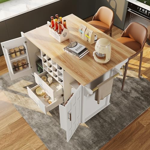 BXEYXE Kücheninsel mit herausnehmbaren Trennwänden, Esszimmerwagen mit Arbeitsplatte, Buffetschrank, Esszimmerwagen mit Holzmaserung, seitlicher Handtuchhalter, mit Weinregal, mit Rollen, weiß BXEYXE Kücheninsel mit herausnehmbaren Trennwänden, Esszimmerwagen mit Arbeitsplatte, Buffetschrank, Esszimmerwagen mit Holzmaserung, seitlicher Handtuchhalter, mit Weinregal, mit Rollen, weiß von BXEYXE