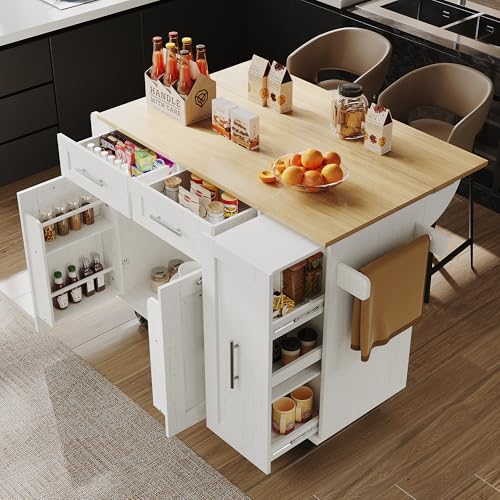 BXEYXE Moderne Kücheninsel, Küchenschrank, buffetschrank, Speisewagen mit Holzmaserung, Multifunktionale Esstisch mit Speicherraum, Speisewagen mit Snackregalen und Stretchfunktionsschränken,weiß BXEYXE Moderne Kücheninsel, Küchenschrank, buffetschrank, Speisewagen mit Holzmaserung, Multifunktionale Esstisch mit Speicherraum, Speisewagen mit Snackregalen und Stretchfunktionsschränken,weiß von BXEYXE