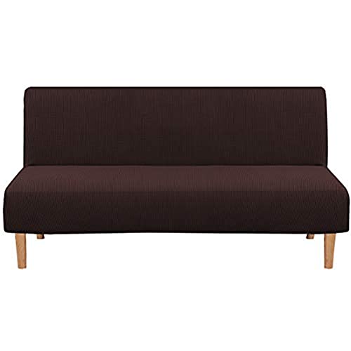 BXFUL Elastischer Sofabezug Ohne Armlehne Sofaüberwurf Sofabezug Armlose Antirutsch Sofahusse Couch überzug für Klappcouch ohne Armlehnen (Braun) von BXFUL