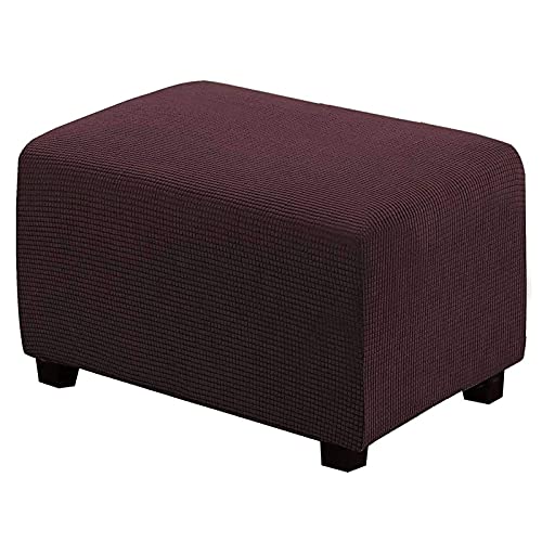 BXFUL Ottomane Schonbezug, Rechteckig Hocker Jacquard, Quadratisch hockerbezug, Hocker Husse für Fußhocker, Hocker Protector Waschbar Überzug hockerabdeckung (Large,Braun) von BXFUL