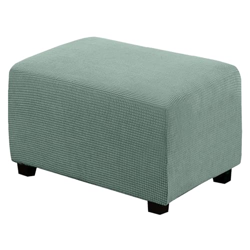 BXFUL Ottomane Schonbezug, Rechteckig Hocker Jacquard, Quadratisch hockerbezug, Hocker Husse für Fußhocker, Hocker Protector Waschbar Überzug hockerabdeckung (Large,Bohnengrün) von BXFUL