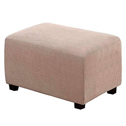 BXFUL Ottomane Schonbezug, Rechteckig Hocker Jacquard, Quadratisch hockerbezug, Hocker Husse für Fußhocker, Hocker Protector Waschbar Überzug hockerabdeckung (Large,Khaki) von BXFUL