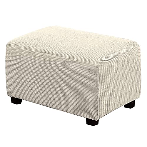 BXFUL Ottomane Schonbezug, Rechteckig Hocker Jacquard, Quadratisch hockerbezug, Hocker Husse für Fußhocker, Hocker Protector Waschbar Überzug hockerabdeckung (Large,Natürliche Farbe) von BXFUL