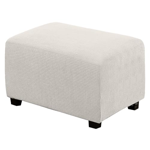 BXFUL Ottomane Schonbezug, Rechteckig Hocker Jacquard, Quadratisch hockerbezug, Hocker Husse für Fußhocker, Hocker Protector Waschbar Überzug hockerabdeckung (Large,Weiße Zähne) von BXFUL