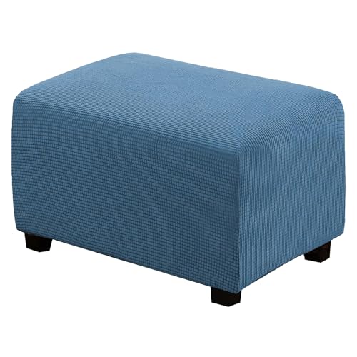 BXFUL Ottomane Schonbezug, Rechteckig Hocker Jacquard, Quadratisch hockerbezug, Hocker Husse für Fußhocker, Hocker Protector Waschbar Überzug hockerabdeckung (X-Large,Graublau) von BXFUL