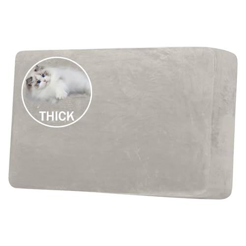 BXFUL Samt Sofa Sitzkissenbezug, Stretch Sofakissen-Schonbezüge, Couchkissenüberzüge, Ersatz für Einzelkissen, mit Gummibänder (2-Sitzer,Haferflocken) von BXFUL