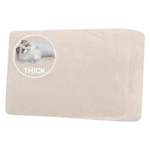 BXFUL Samt Sofa Sitzkissenbezug, Stretch Sofakissen-Schonbezüge, Couchkissenüberzüge, Ersatz für Einzelkissen, mit Gummibänder (2-Sitzer,Weiße Zähne) von BXFUL